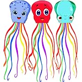 HENGDA KITE 3 Pack Octopus Kite,for Kids and Adults,Easy to Fly,Excellent Fabric and Structure Design,The Pictures are Beautiful in high Definition,Suitable for Beginners(17x116) in