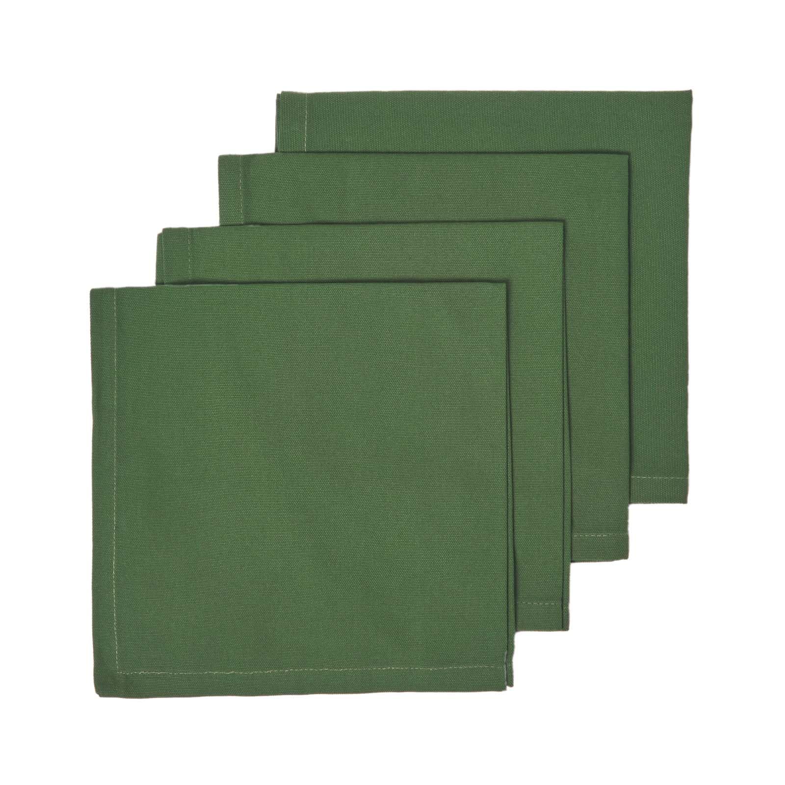 HOMESCAPES Premium Green Cloth Napkins, Set of 4, Handcrafted, Plain 100% Cotton Fabric Napkins, Washable & Reusable, Dinner Table Napkins for Parties, Events & Weddings - Christmas Green, 45 x 45cm