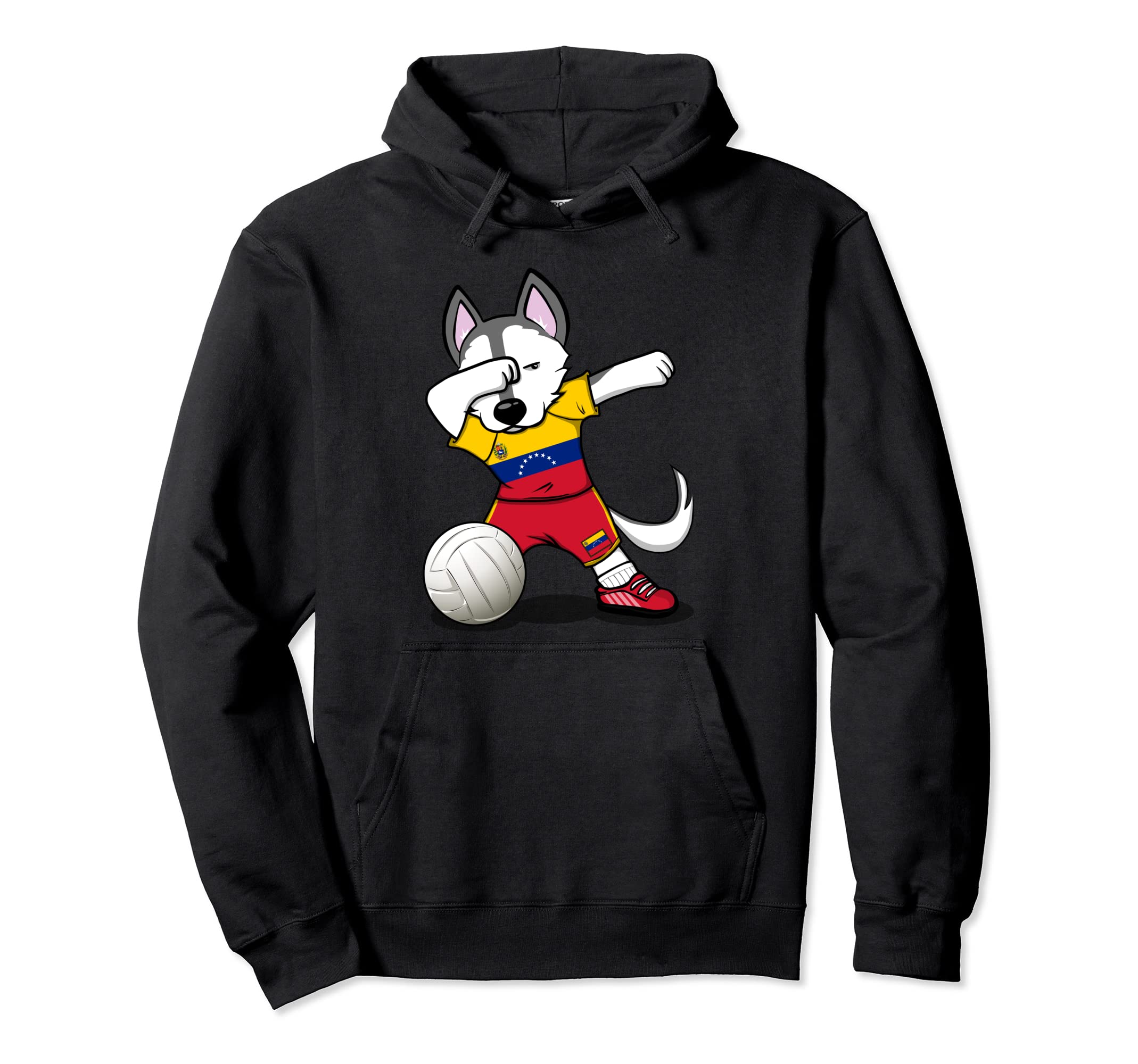 Dabbing Husky Dog Venezuela Volleyball Fan Jersey Flag Sport Pullover Hoodie