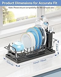 LIONONLY Small Dish Drying Rack in Sink, Extendable