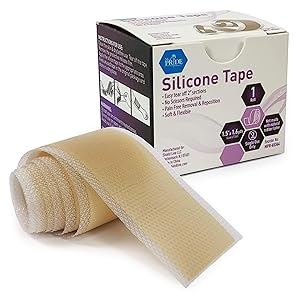 Medpride Easy-Tear Silicone Gel Tape Roll-1.5 Inch x 1.6 Yards- Medical Grade Wound Dressing, Sticky Bandage, Water + Shower-proof- Latex-Free, Adhesive, Soft + Flexible, Pain-Free Removal + Switching