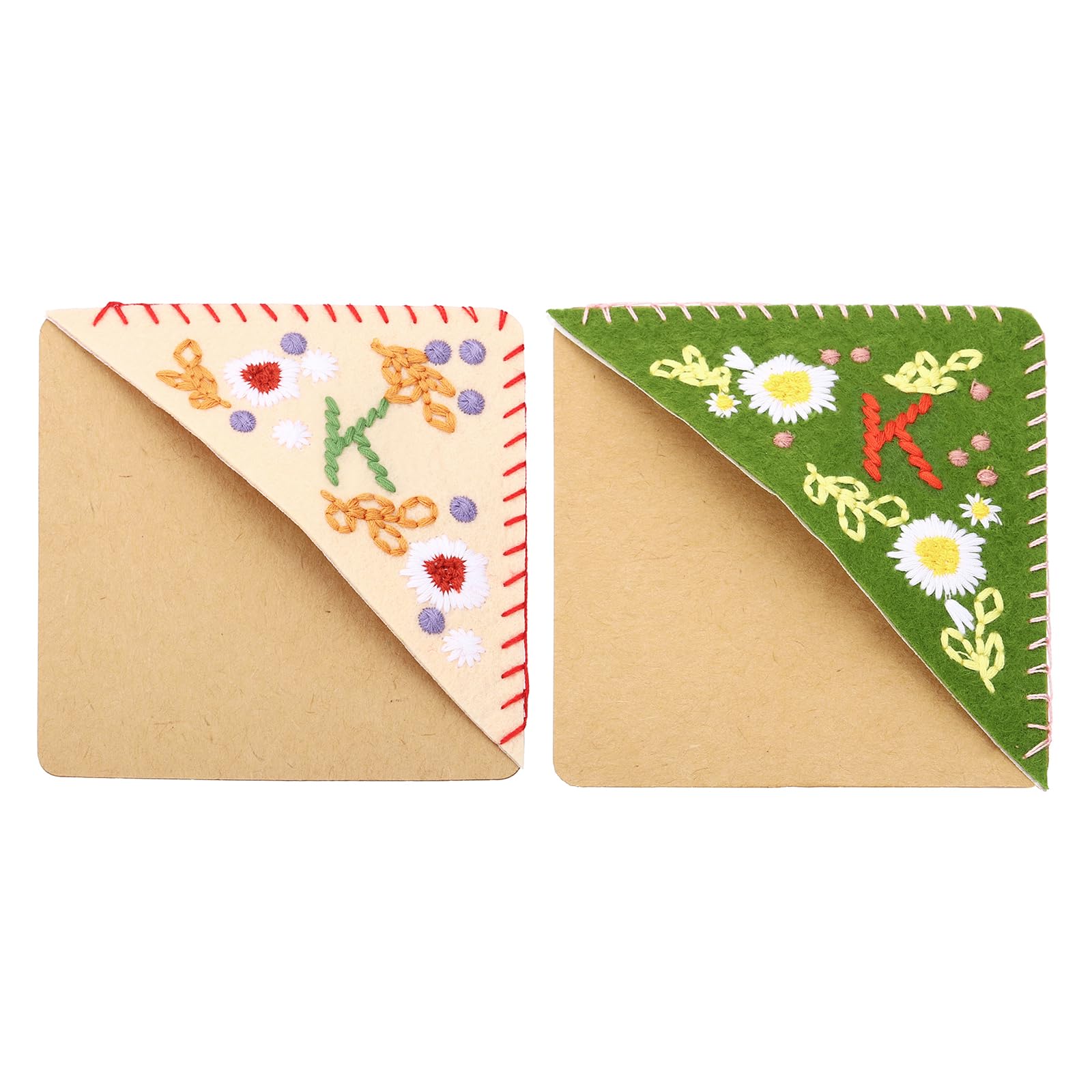 PATIKIL 2pcs Corner Bookmark, Letter Book Mark Personalized Embroidered Bookmark Cute Letter Book Mark Flower Felt Triangle for Reading Women Men Book Lovers Gift Teacher, Letter K