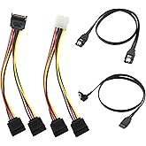 ketawa SATA Data Cable and SATA Power Splitter Cable (4 Pack) 6.0 Gbps,15 Pin Power Splitter Cable