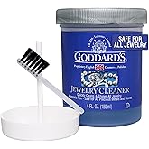 Goddard's Jewelry Cleaner Solution, Safe for All Metals &amp; Gemstones, 6 oz | Cleans Dirt &amp; Grime from Silver, Gold, Diamond, Pearl, and Gemstone Jewelry, Safe for Costume Jewelry, Brush &amp; Dipping Basket