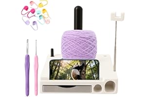 ROMOTY 2026 New Detachable Yarn Spool Organizer Box with Phone Stand, Portable Crochet Caddy, Multi-Functional Yarn Shaft Spool Box for Knitting Lovers Crocheter (White)