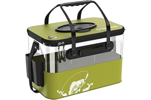 yuzhiyuan Fishing Bucket Foldable， 6Gallon/8Gallon/10Gallon,Live Fish Container Multi-Functional Live Fish Bait Bucket,for Fishing, Camping, Moving