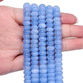 Songxi 5x8mm Natural Light Blue Colored Jade Stone Rondelle Beads, 73PCS Spacer Round Loose Abacus Beads for Jewelry Making, Gemstone for Bracelet Necklace Earrings, Arts and Crafts