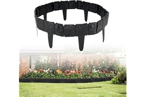 30/40 Pcs Garden Edging Border, Plastic Stone Effect 24/32ft Landscape/Lawn Edging Garden Decor Fence for Garden Lawn Landsca