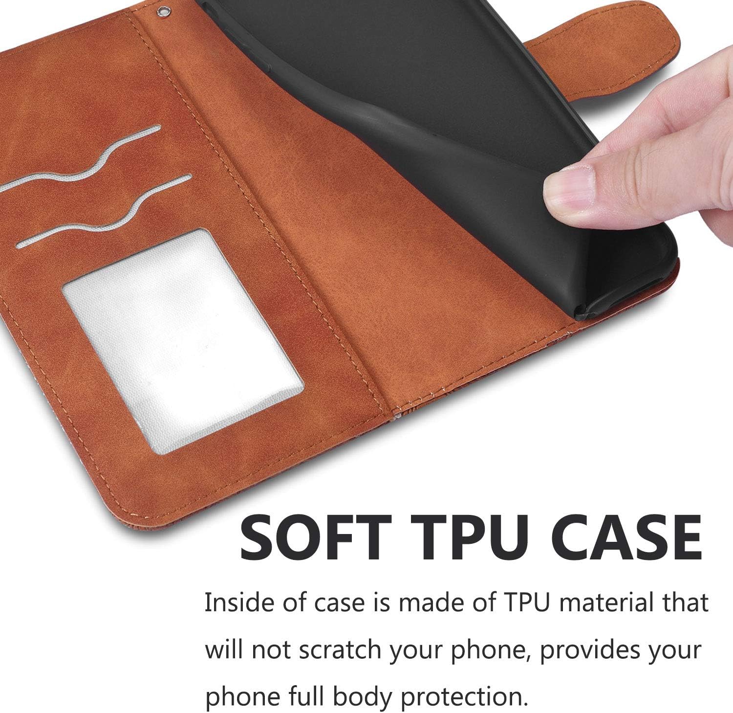 Annuo Wallet Case for Samsung A10/M10(6.2") Folio Case with Card Slots Viewing Stand Tree Pattern Magnetic Phone Case for Samsung Galaxy A10/M10(6.2") Protective Case Leather Shockproof Brown - Image 5