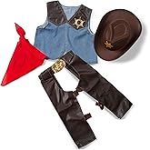 Melissa & Doug Cowboy Role Play Costume Set (5 pcs) - Includes Faux Leather Chaps - Cowboy Dress-Up Role Play Costume with Vest for Boys and Girls