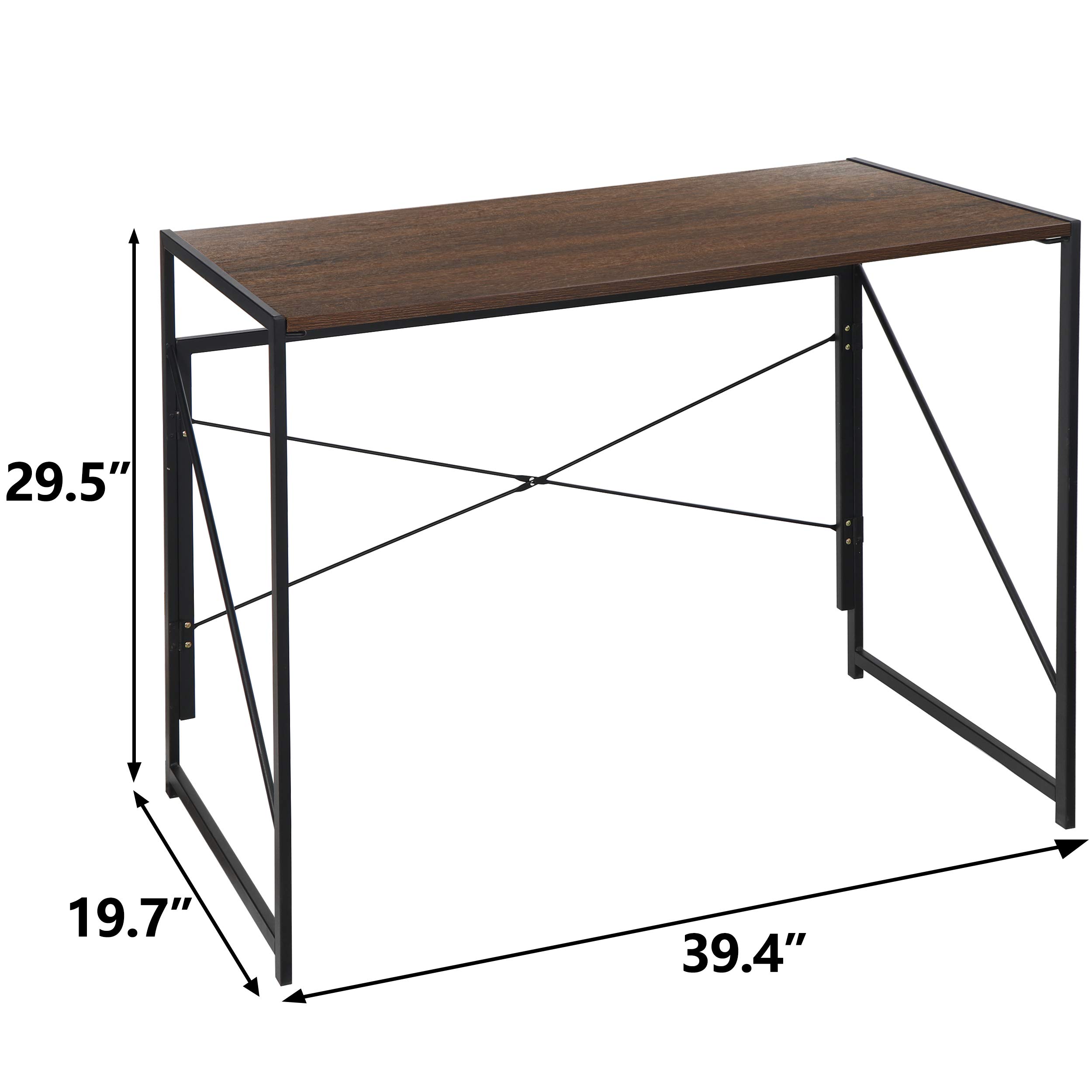 SUPER-DEAL-Folding-Computer-Writing-Desk-Wood-and-Metal-Study-Desk-PC-Laptop-Home-Office-Study-Table-Espresso
