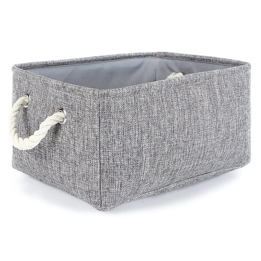 Polly Online Closet Storage Bins,Small Laundry Baskets,Linen Foldable Storage Baskets with Handles for Clothes Toys Home Office Storage(S,Grey)