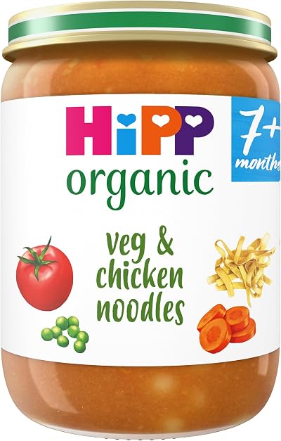 HiPP Organic Veg & Chicken Noodles Baby Food Jar 7+ Months 190g Pack of 6