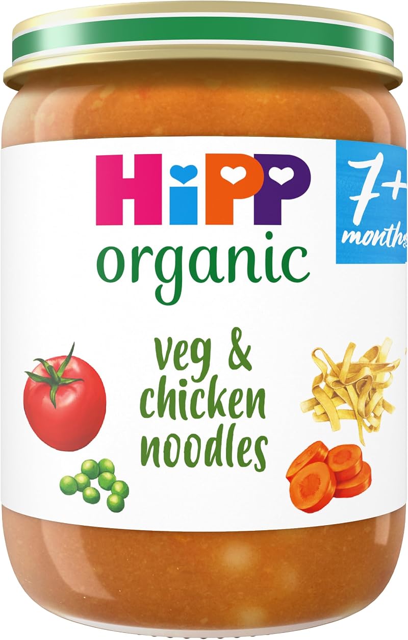 HiPP Organic Veg & Chicken Noodles Baby Food Jar 7+ Months 190g Pack of 6