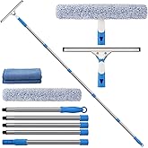 Mitclear 6.5 Feet Window Cleaning Kit with Extension Poles, Window Cleaner Tool with 14’’ Silicone Squeegee, 14’’ Microfiber 