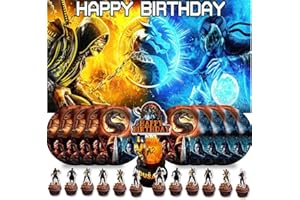 BTAYA Mortal Kombat Party Supplies Plates Decorations Cake Topper Birthday Backdrop Background Decor