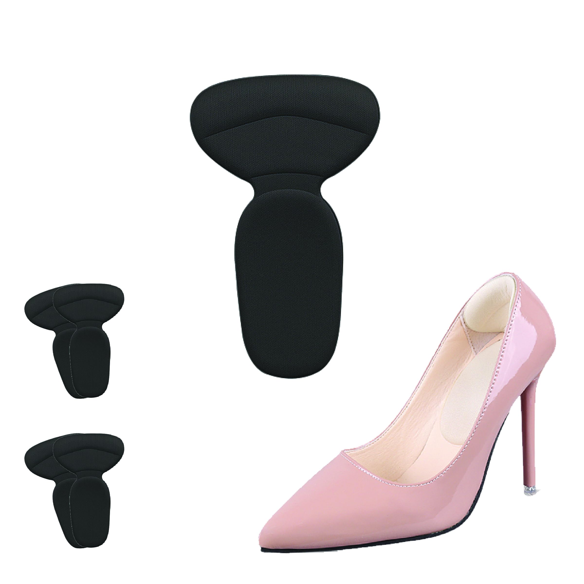 Photo 1 of COMFWALK Soft Sponge Heel Protectors - Grips for Comfort in High Heels - T-Shape Design - Anti Slip - Prevents Blisters - Makes Shoes Fit Better - 2 Pairs (Black)