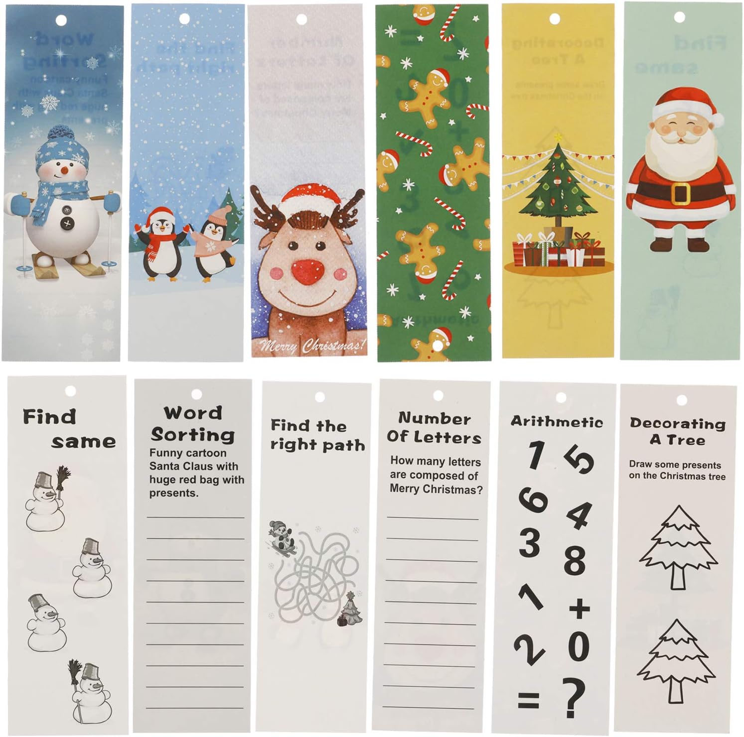 Immagini Natalizie Word.Confezione Da 60 Segnalibri Natalizi Con Corda Da 10 M Per Studenti Bambini E Adulti 6 Motivi Amazon It Cancelleria E Prodotti Per Ufficio