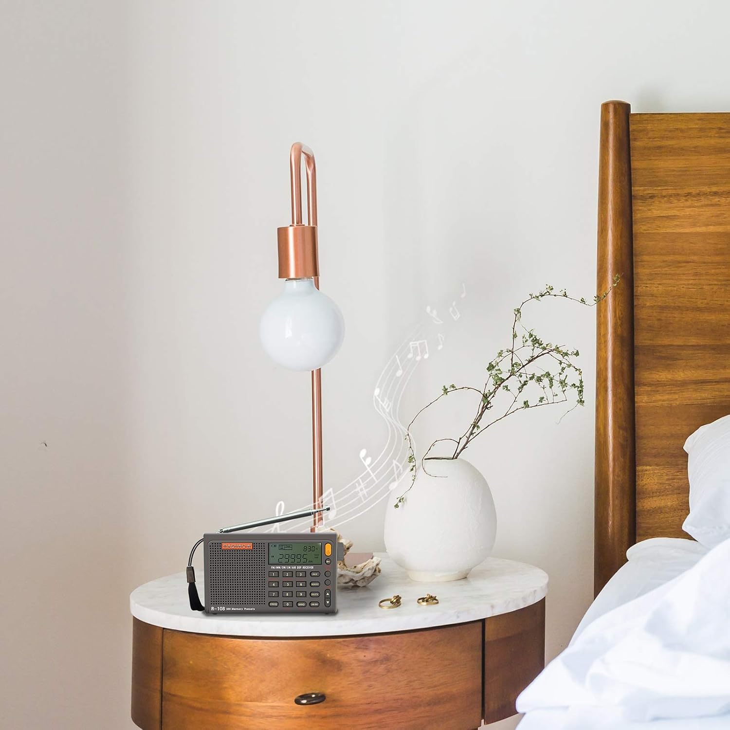 RADIWOW R-108 AM FM Shortwave Radio, LW MW AIR Band DSP Full Band Portable Radio Battery Operated with Sleep Timer Alarm Clock 500 Memories preset Stations A Gift for Family: Home Audio & Theater