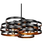 CNRATYE 6-Light Modern Farmhouse Chandeliers for Dining Room, Rustic Multiple Rings Pendant Lighting, Industrial Metal Round 