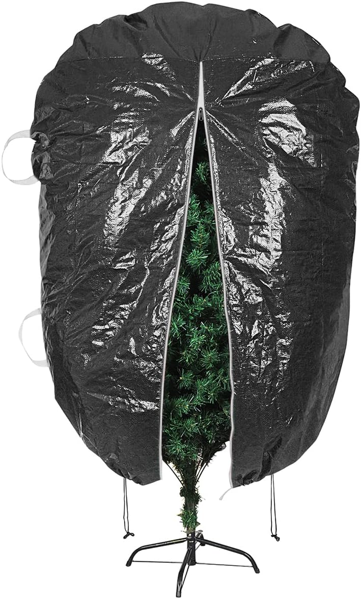 Holiday Décor Storage - ProPik Upright Christmas Tree Storage Bag - Fits 9 Ft. Xmas Tree - Heavy Duty Polyethylene, Waterproof Bag for Christmas Tree Storage - Reusable, Adjustable, Zipper Closure, Ergonomic Handles for Transportation (9ft, Black)