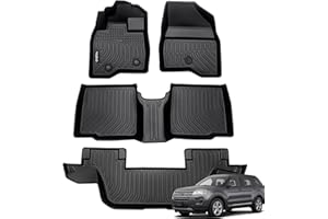 Wailtnb Floor Mats Custom for Ford Explorer 2015-2019 All Weather Protection TPE Waterproof Non-Slip Durable Floor Liners Fits Front& 2nd&3rd Row Full Set Black Accessories