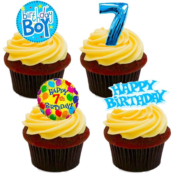 Made4You Decoración Comestible para Tarta de 7 cumpleaños, Color ...