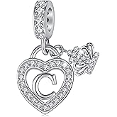 MAVTZRE Letter Charms for Charms Bracelet: Silver Heart Alphabet Initial Dangle Charms Bead for Bracelets and Necklaces, Birthday Mother's Day Christmas Jewelry Gifts For Women