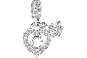MAVTZRE Letter Charms for Charms Bracelet: Silver Heart Alphabet Initial Dangle Charms Bead for Bracelets and Necklaces, Birthday Mother's Day Christmas Jewelry Gifts For Women