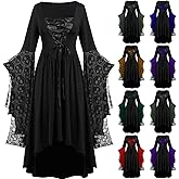 Halloween Costumes Woman 2025 Plus Size Gothic Lace Up Corset Dress Bat Sleeve Dress Medieval Renaissance Dresses