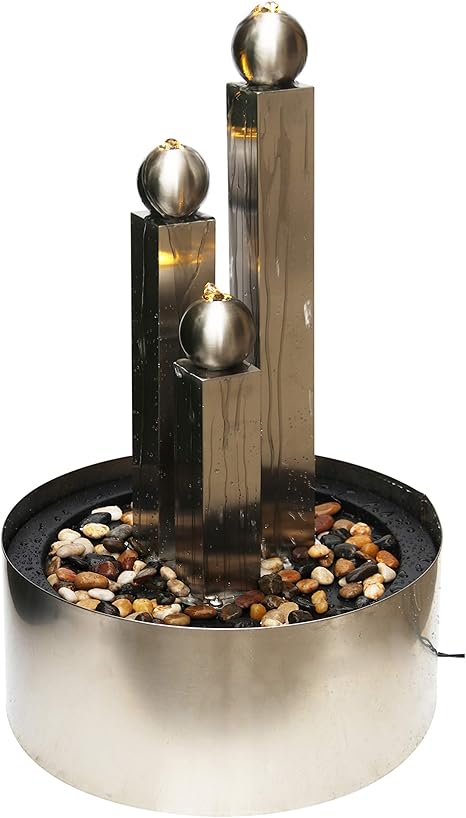 Dehner Gartenbrunnen Colona Mit Led Beleuchtung Ca 85 X 53 X 53 Cm Edelstahl Silber Amazon De Garten