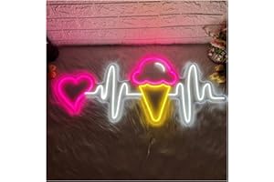 Hanging Signs Ice Cream Neon Sign LED Light Dimmable USB Powered for Business Drink Shop Birthday Party Bar Wall Decor Illumi