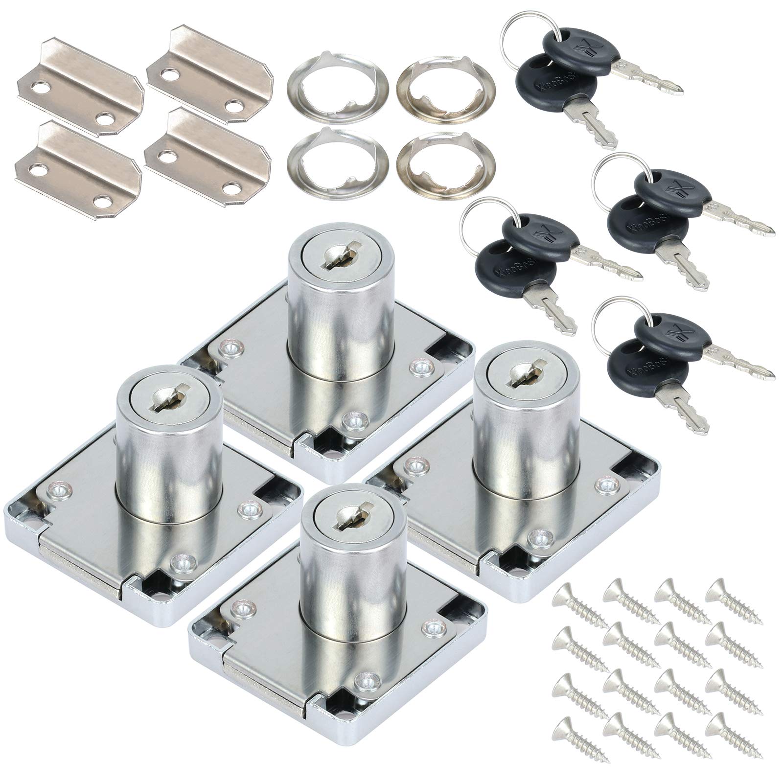 Fippy 4 Set Cabinet Locks with Key Cam Locks Cupboard Drawer Lock Security Mailbox Lock for Home Office Furniture (22mm)