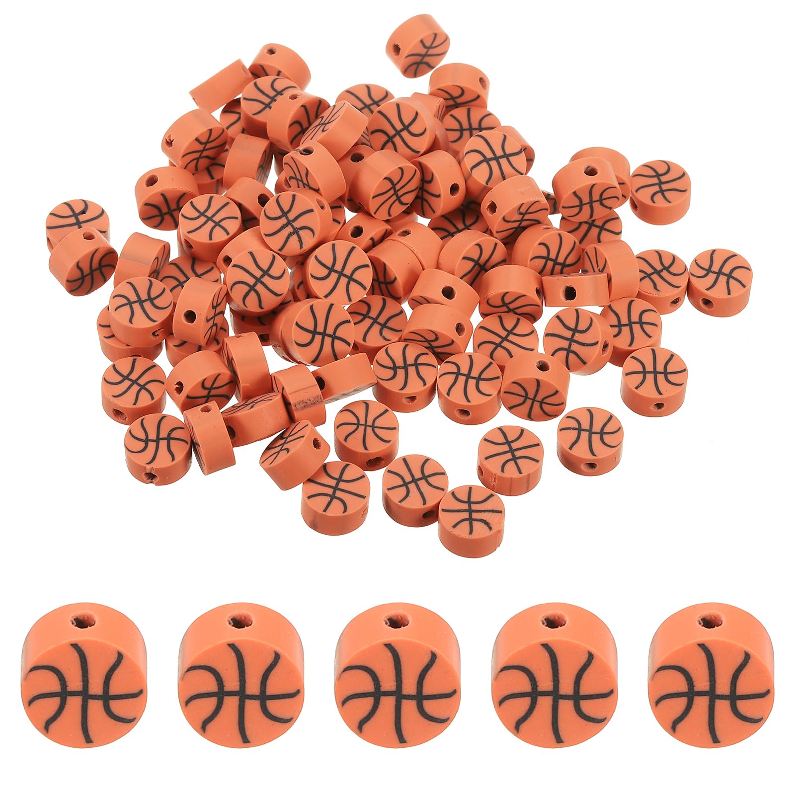 PATIKIL Sports Ball Beads, 100 Pack Opaque Acrylic Sports Beads Clay Basketball Beads Spacer Loose Beads Craft for DIY Necklace Bracelet Lanyard Earring Orange