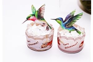 GEORLD Edible Cupcake Topper Wafer Hummingbird Cake Bird Decoration by Wafer Paper,12 Counts,Flat not 3D