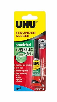Uhu 45565 Sekundenkleber (Superflex Gel, geruchsfrei, Tube mit 3 g)