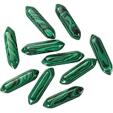 MECCANIXITY 10 Pack Malachite Quartz Crystals Hexagonal Shaped | Polished Bulk Crystals Meditation Gemstone for Jewelry Making Energy Balance Accessories Gifts