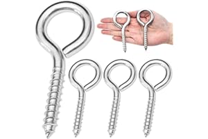 ACCZIO 4PCS 4 inches Screw Eyes M8 304 Stainless Steel Eye Screws, Heavy Duty Screw, Eye Hooks Screw Eye Bolts Eye Hooks Screw, Indoor & Outdoor Uses (4, M8-4inch)