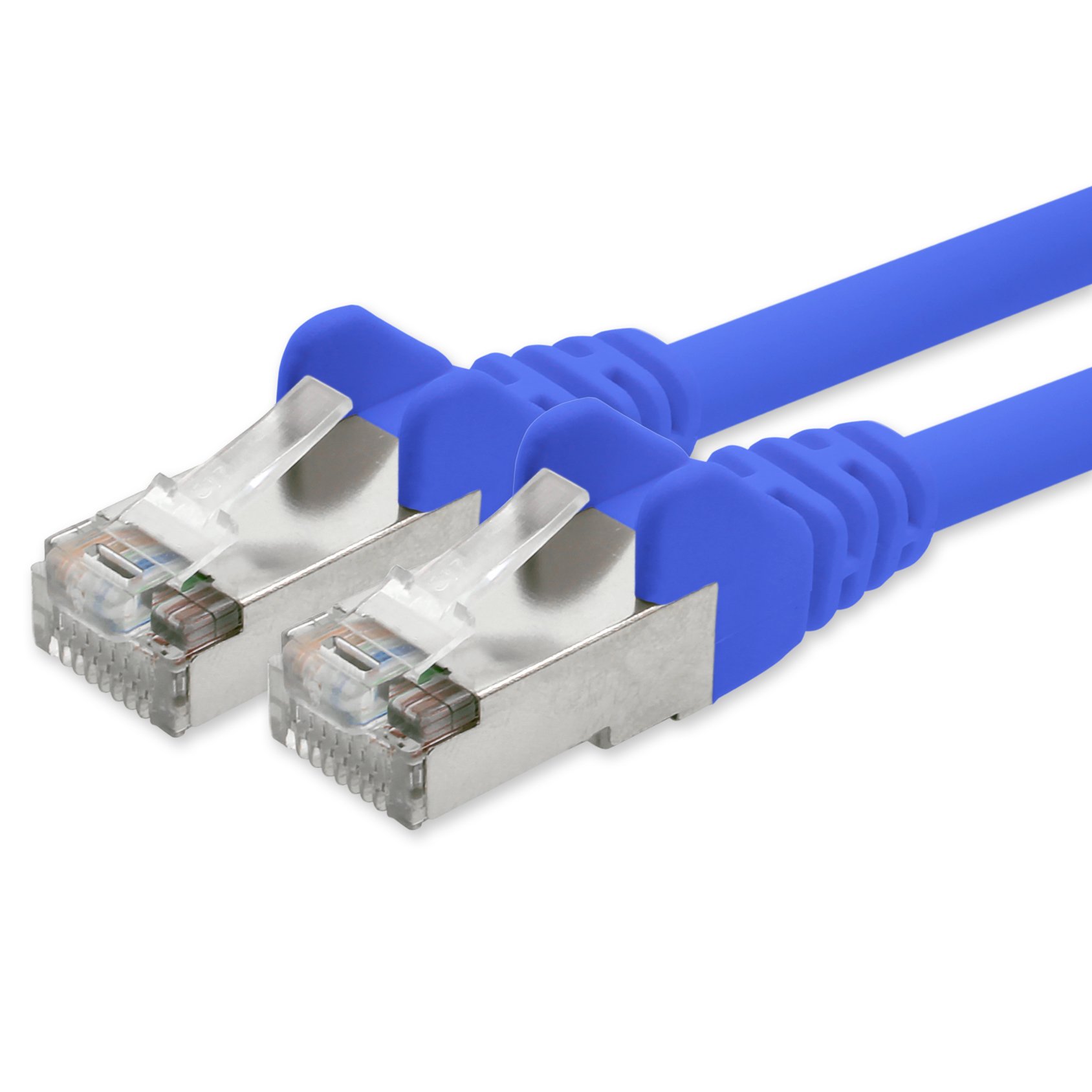 1aTTack.de Network cable CAT 5e foil and braid shielded SFTP network patch cable with 2x RJ45 plugs 15m blue