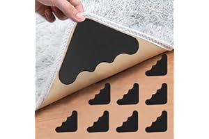 GOLDEER Double Sided Non-Slip Rug Pads Rug Tape Stickers, Reusable and Washable Corner Side Gripper for Area Rug Pad Adhesive Carpet Tape for Hardwood Floors and Tiles (8Pcs)