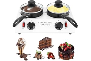 Chocolate Melting Pot Electric Chocolate Tempering Machine, 80W Chocolate Melting Machine Melter Pot (Dual Pot)