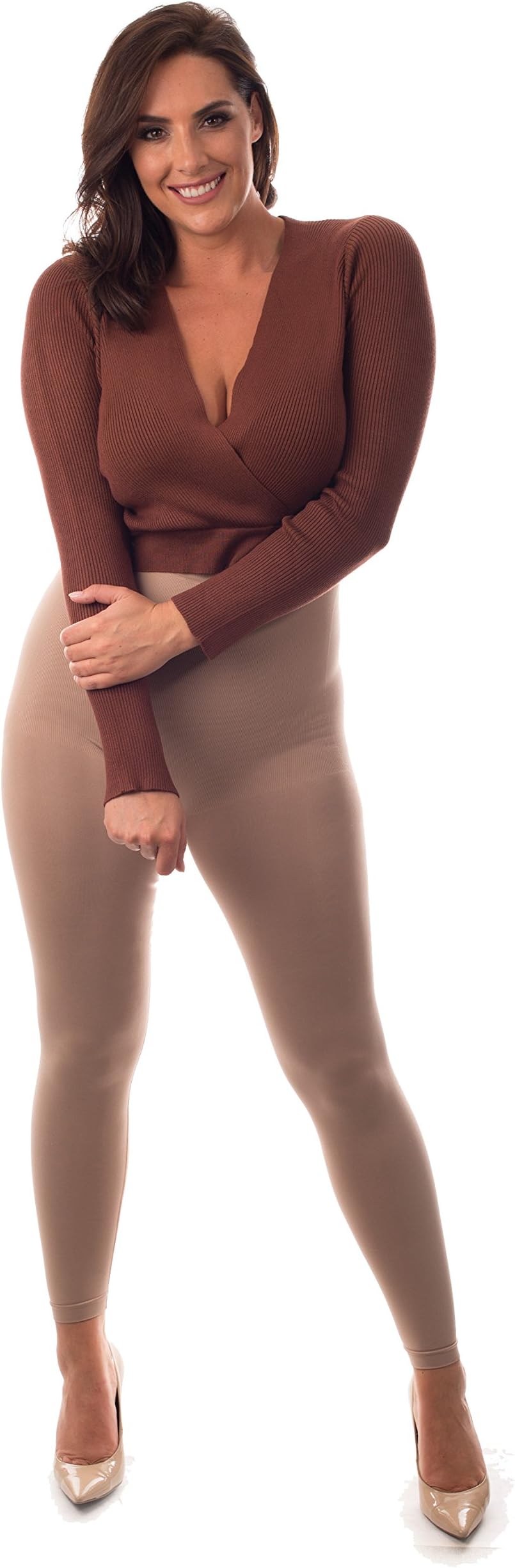 Firm Control Nude Shapewear Leggings with High Waist for Firm Tummy Control