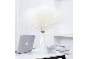 Wttisel 50pcs 22" White Pampas Grass - Faux Pampas Grass Decor Short Artificial Pampas Grass for Boho Home Wedding Mothers Day Decoration