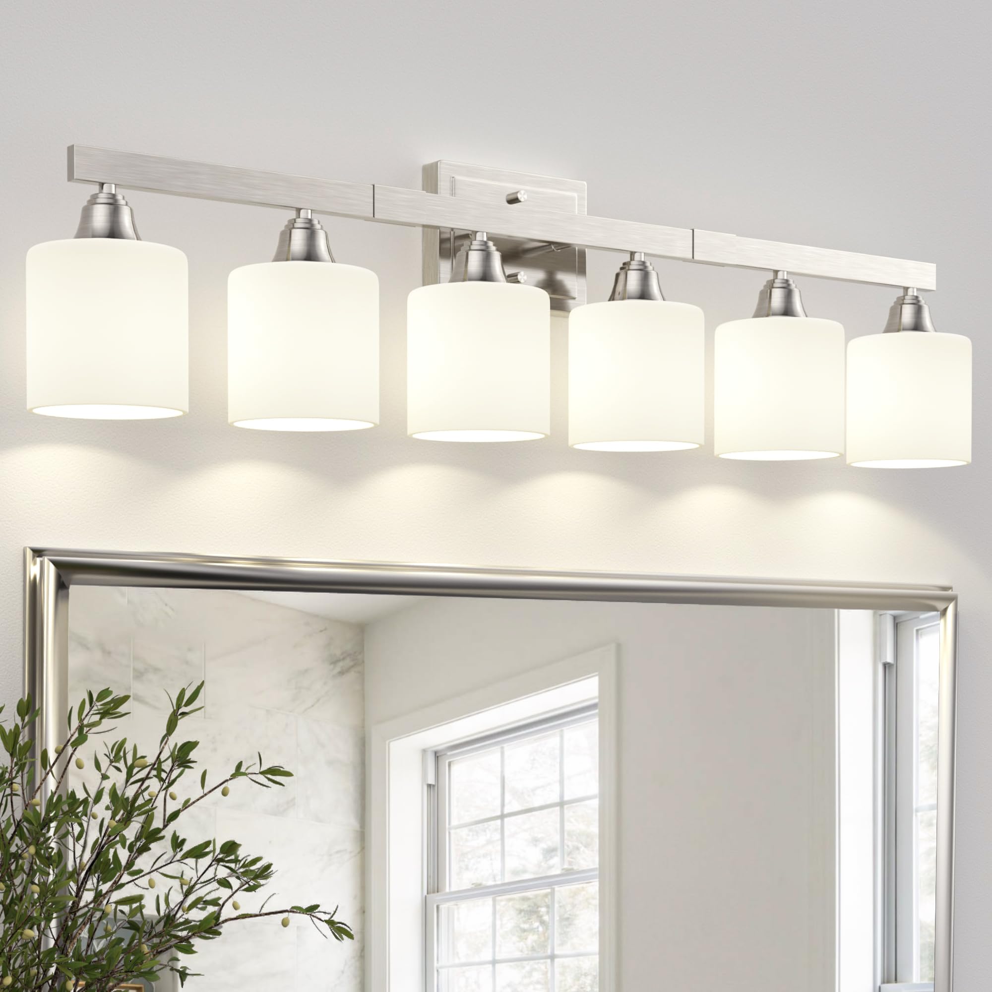 VOLISUN 6-Light Bathroom Light Fixtures, Brushed Nickel Bathroom Vanity ...