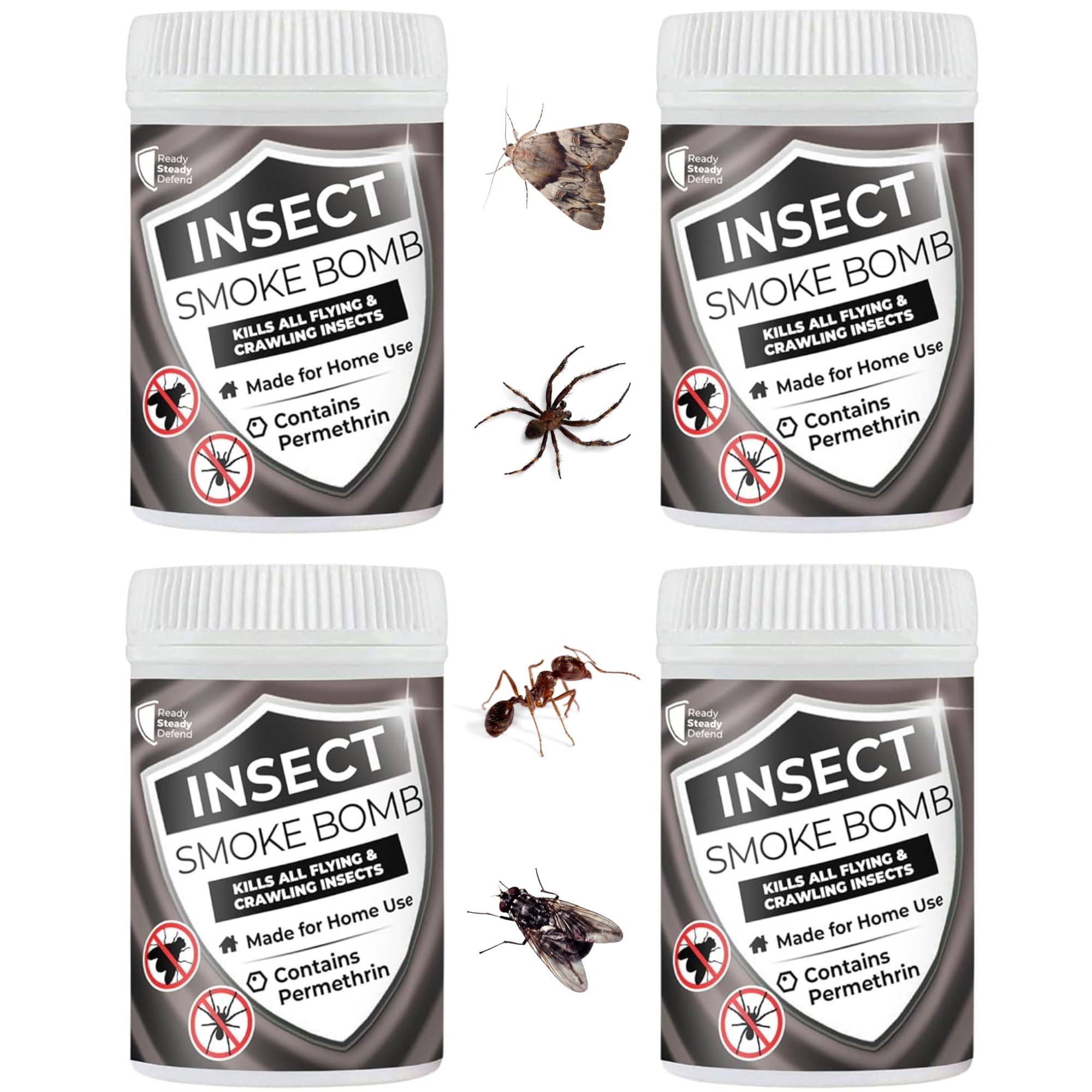 Insect Smoke Bomb 4 Pack - Fast-Acting Formula, Comprehensive Coverage, Non-Staining, for Home Use, Effective Against All Insects