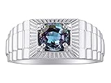 RYLOS Men's Ring Sterling Silver Ring, 7MM Round
