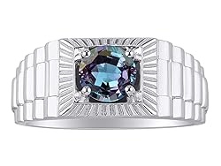 RYLOS Men's Ring Sterling Silver Ring, 7MM Round
