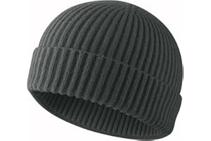 ROYBENS Swag Wool Knit Cuff Short Fisherman Beanie for Men Women, Winter Warm Hats