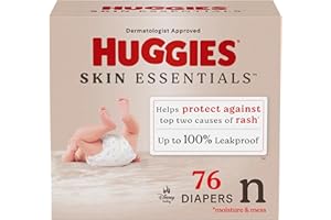 Huggies Size Newborn Diapers, Skin Essentials Baby Diapers, Size Newborn (6-9 lbs), 76 Count