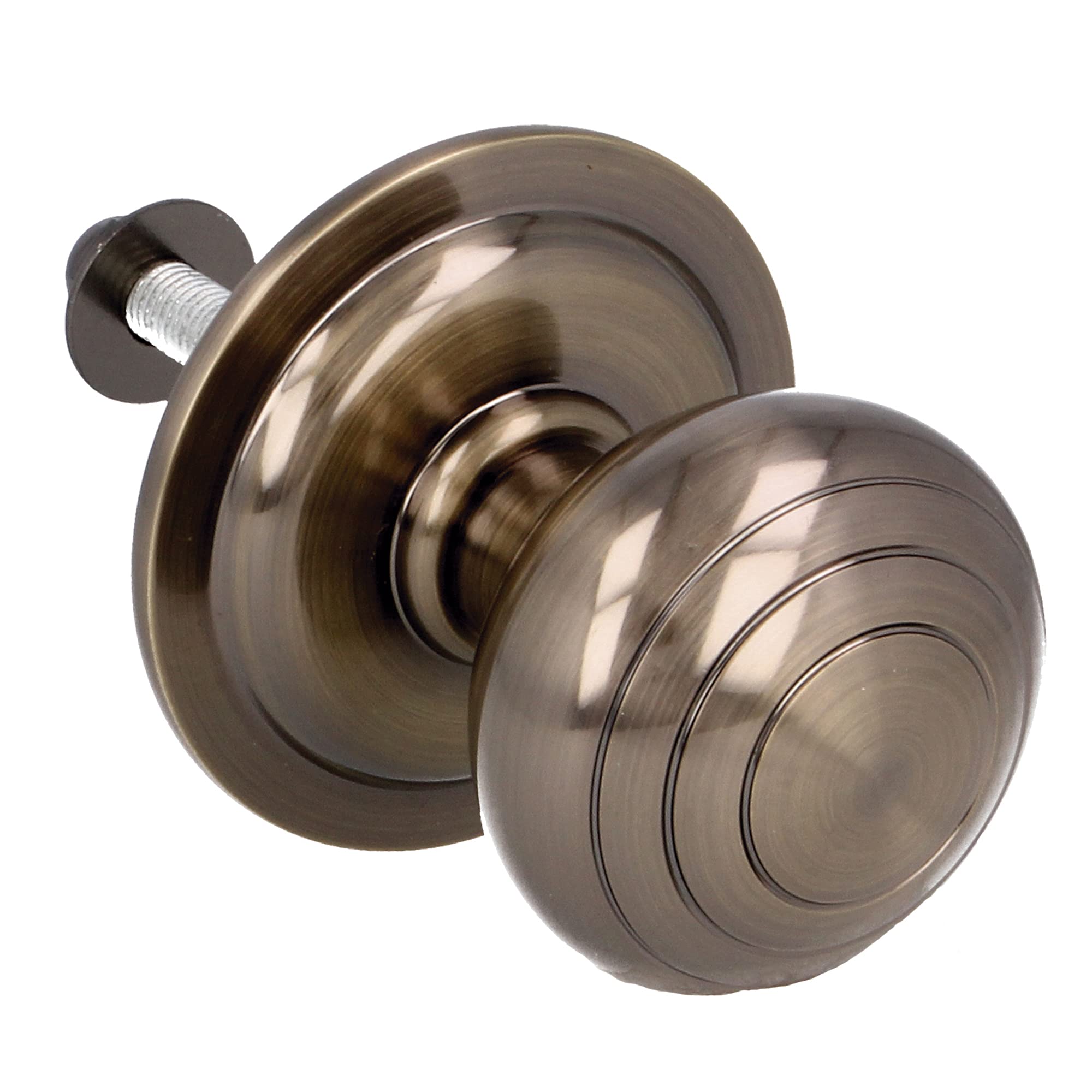 Amig - Knob Mod 14 Round Solid Brass with Leather Finish for Exterior Doors Diameter Handles Diameter 61 mm Height 72.5 mm Easy Fitting Includes Fixing Nut